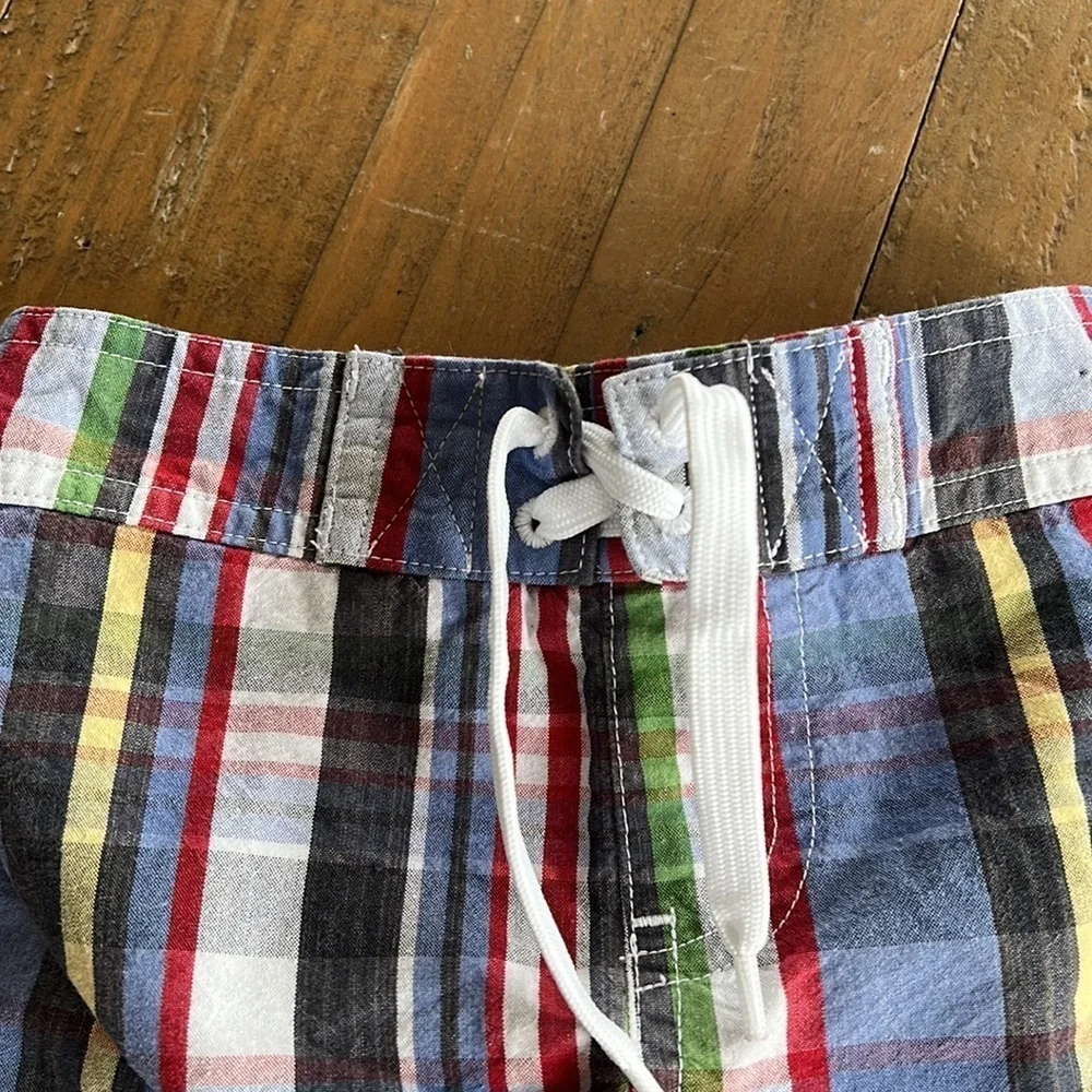 Janie and jack plaid sailboat swim trunks